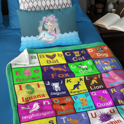 alphabet - abc- blanket on bed