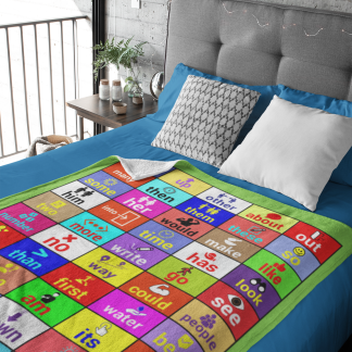 FRY 51 to 100 Sight Word Blanket on Bed