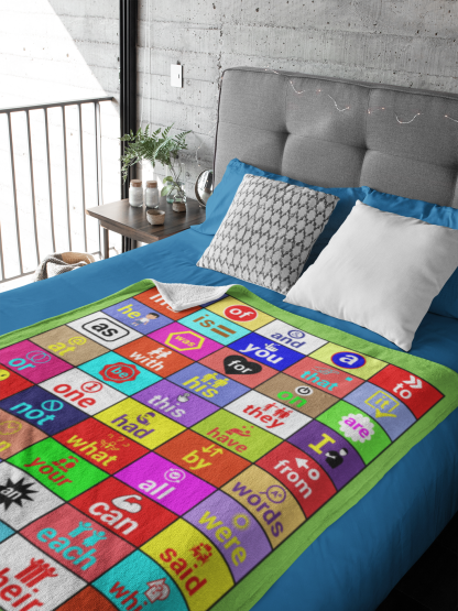 FRY 1 to 50 Sight Words Blanket on Bed