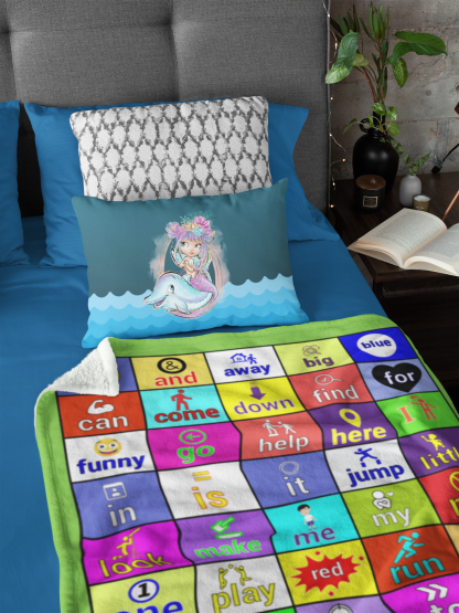 Dolch Pre-Primer Sight Word Blanket on Bed