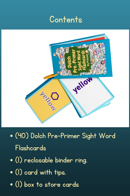 Frazzels - Dolch Pre-Primer Flashcards - Contents