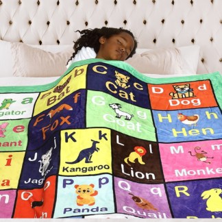 alphabet - animal - abc blanket close-up in bed