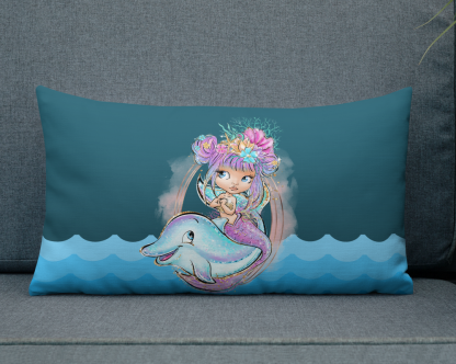 Mermaid on Dolphin Pillow