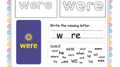 Sigh Word Worksheet “were”