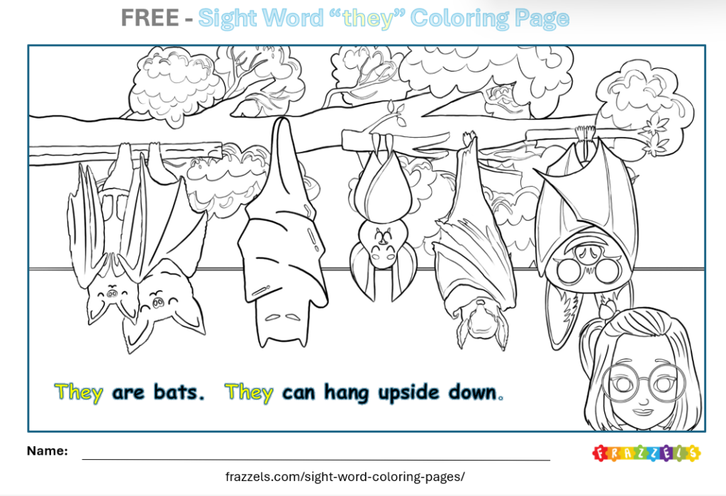 "they" - FREE Sight Word Coloring Page