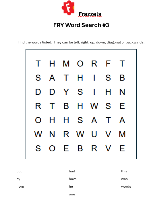 Sight Word Search #3 - FREE