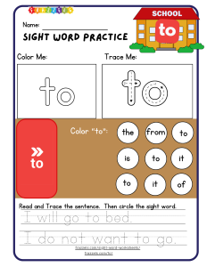 Sight Word Worksheet - to -- thumbnail