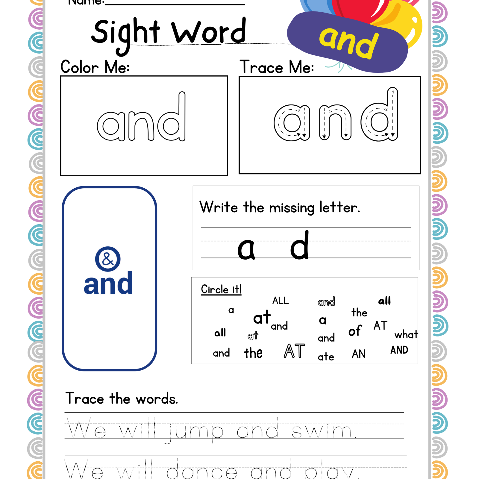 “a” Sight Word Worksheet - Frazzels