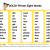 Dolch Primer Sight Word List - FREE pdf