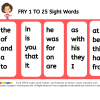 Fry 1 to 25 Sight Word List - FREE pdf