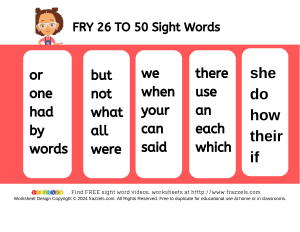 FRY 26 to 50 Sight Word List - thumbnail