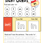 "in" - Sight Word Worksheet