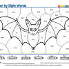 Color by sight words - bat - was, is, he, it, you, that - thumbnail