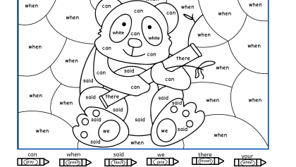 Color by sight words – bear – can, when, said, we, there, your