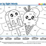 Color by sight words - ice cream - one, have, had, or, from, by - thumbnail