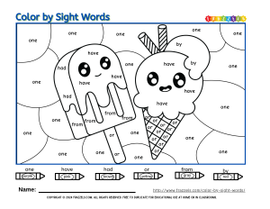 Color by sight words - ice cream - one, have, had, or, from, by - thumbnail