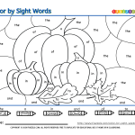 Color by sight words - pumpkin - the, a, in, and, of, to - thumbnail