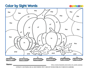 Color by sight words - pumpkin - the, a, in, and, of, to - thumbnail