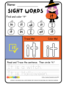 "it" Sight Word - Halloween worksheet thumbnail