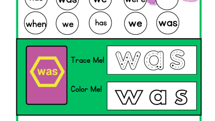 Sighy Word “was” worksheet – thumbnail