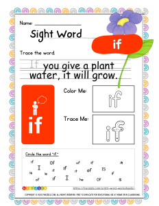 Sight Word "if" Worksheet